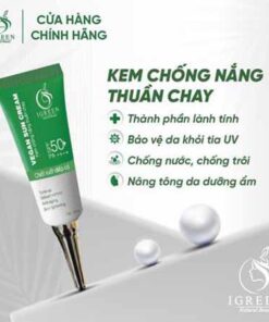 kem chống nắng thuần chay igreen 60ml spf50+, nâng tone trắng da kiềm dầu dành mọi loại da, khô nhạy cảm mẹ bầu mẹ bỉm tuổi dậy thì đều dùng được