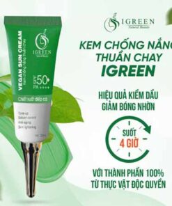 Kem chống nắng Igreen 60ml SPF50+, thành phần thuần chay, nâng Tone trắng da, kiềm dầu dành mọi loại da, khô nhạy cảm mẹ bầu mẹ bỉm tuổi dậy thì đều dùng được