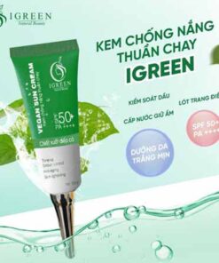 kem chống nắng thuần chay igreen 60ml spf50+, nâng tone trắng da kiềm dầu dành mọi loại da, khô nhạy cảm mẹ bầu mẹ bỉm tuổi dậy thì đều dùng được