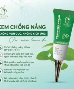 kem chống nắng thuần chay igreen spf50+ pa, ngăn chặn 98% tia uvb và 90% tia uva