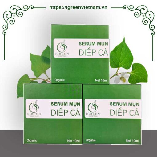 serum trị mụn diếp cá igreen trị mụn, trị thâm, không gây bong tróc, dị ứng mẩn ngứa, dành cho mọi loại da, da dầu, mẹ bầu, em bé đều sử dụng được.