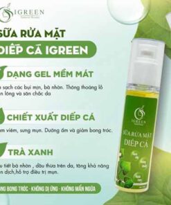 sữa rửa mặt diếp cá igreen sạch khuẩn bã nhờn dịu nhẹ giảm sưng giúp da mềm mịn se khít lỗ chân lông