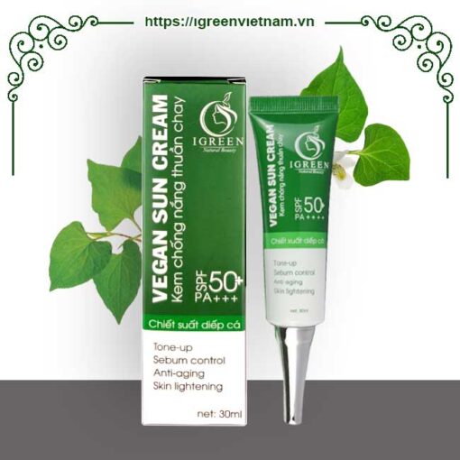 kem chống nắng thuần chay igreen 60ml - spf50+ bảo vệ da trước uva uvb