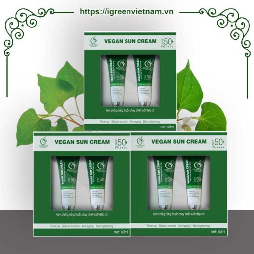 kem chống nắng thuần chay igreen 60ml - spf50+ bảo vệ da trước uva uvb