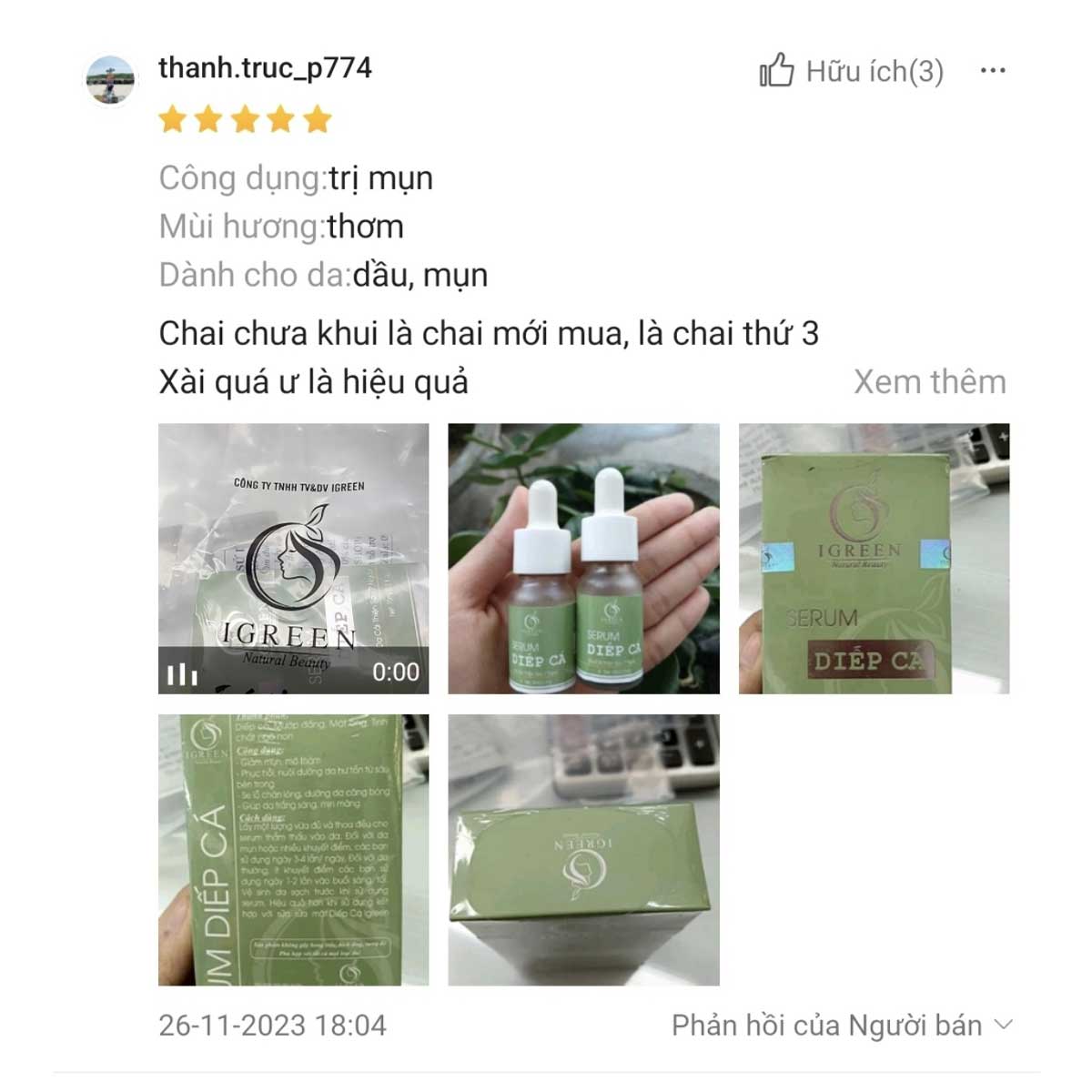 serum diếp cá igreen