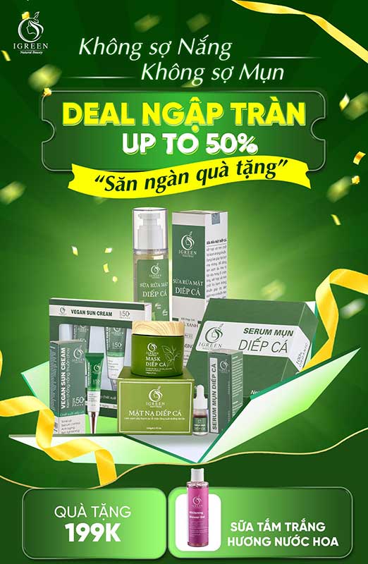 Serum trị mụn diếp cá igreen trị mụn, trị thâm, không gây bong tróc, dị ứng mẩn ngứa, dành cho mọi loại da, da dầu, mẹ bầu, em bé đều sử dụng được.